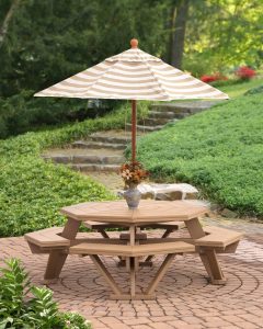 Poly Octagon Picnic Table with Umbrella