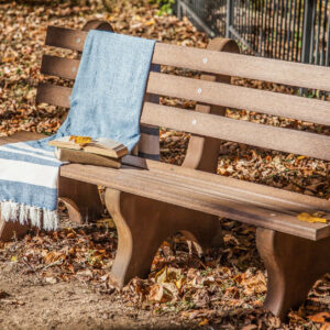Brown Poly Park Bench with Concrete Legs