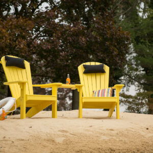 Two Yellow Poly Adirondack Chairs