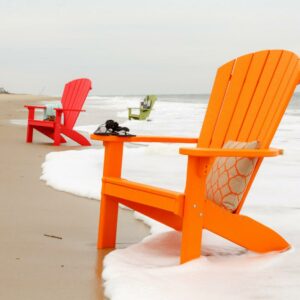 Poly Adirondack Chairs sitting in surf on the beach