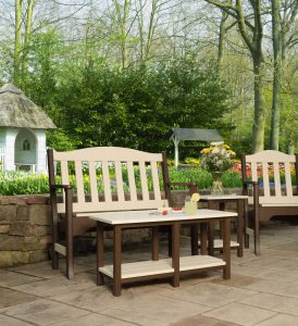 Two Tone Poly Garden Bench with Poly Coffee Table