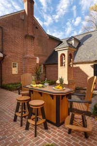 Poly Bar with two bar stools and two bar height swivel chairs