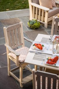 Poly dining chair at poly dining table