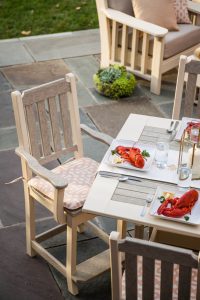 Poly dining chair at poly dining table