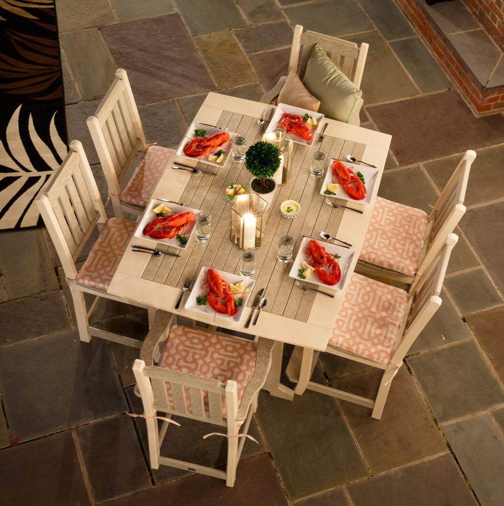 Poly dining furniture set with four side chairs and two arm chairs