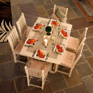 Poly dining furniture set with four side chairs and two arm chairs