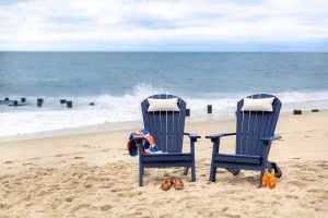 Poly Adirondack Chairs in ocean front setting.