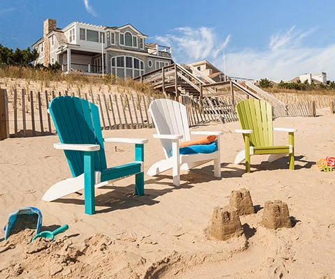Children's Adirondack chairs on Beach