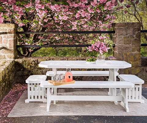 mission dining table and benches