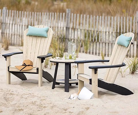 SeaAira Adirondack chairs and table on beach