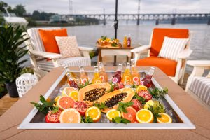 Sequoia colored SeaAira ice pit with refreshments on ice.