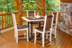 Keystone Dining Table and chair set on cabin porch