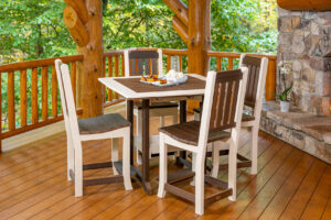 Keystone Dining Table and chair set on cabin porch