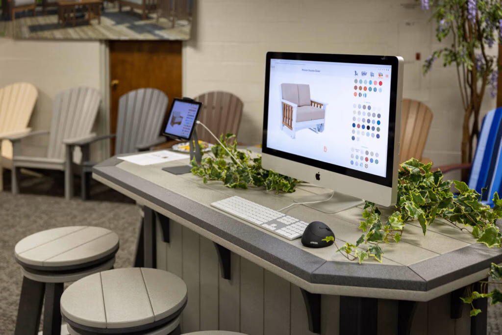 The Finch Visualizer pulled up on a computer and an iPad at Dealer Day