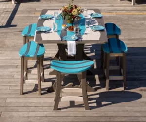 Wave Surfboard Table on a dock