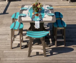 Wave Surfboard Table on a dock