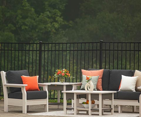 Pillows and Cushions on a outdoor furniture on a deck