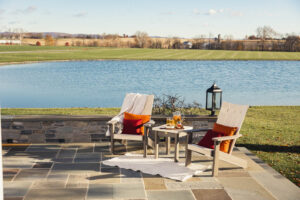 skyward poly patio furniture angled view lakeside chairs with rug