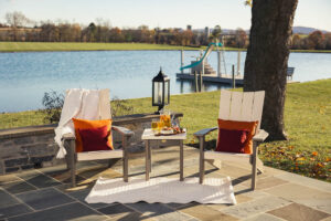 skyward poly patio furniture lakeside seating with dock slide background