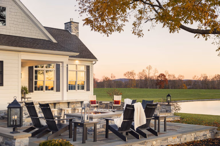 skyward poly patio furniture white farmhouse exterior patio bar and firepit