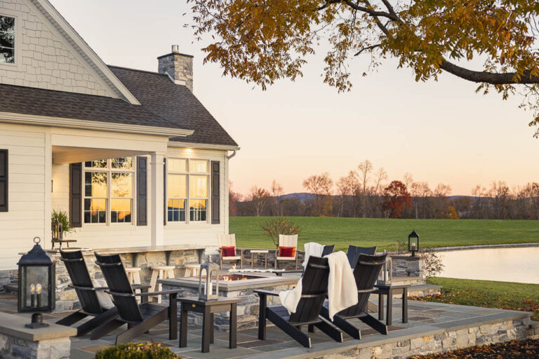 skyward poly patio furniture white farmhouse exterior patio bar and firepit